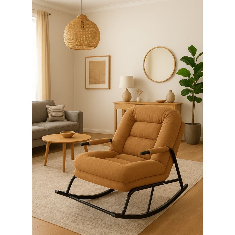 GENERICO - SILLA SILLÓN MECEDORA SOFÁ RECLINABLE PLEGABLE SALA TERRAZA JARDÍN CAMELL