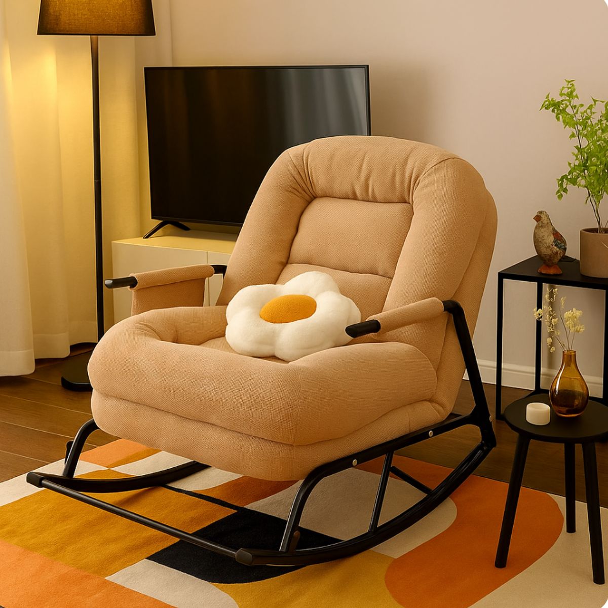 GENERICO - SILLA SILLÓN MECEDORA SOFÁ RECLINABLE PLEGABLE SALA TERRAZA JARDÍN CAMELL