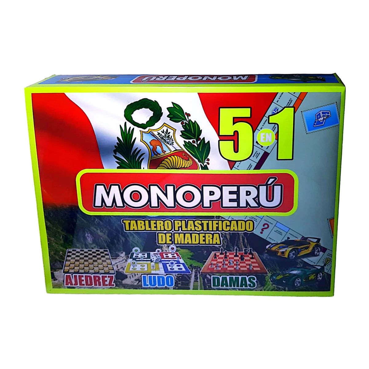 GENERICO - MONOPERU 5 EN 1 JUEGO DE MESA: AJEDREZ -LUDO -DAMA Y MÁS