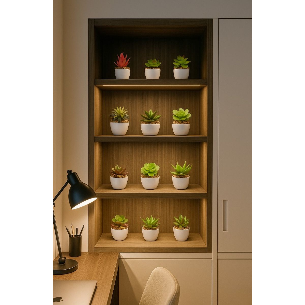 GENERICO - PLANTAS ARTIFICIAL DECORATIVA SET 12 MINI SUCULENTAS CACTUS