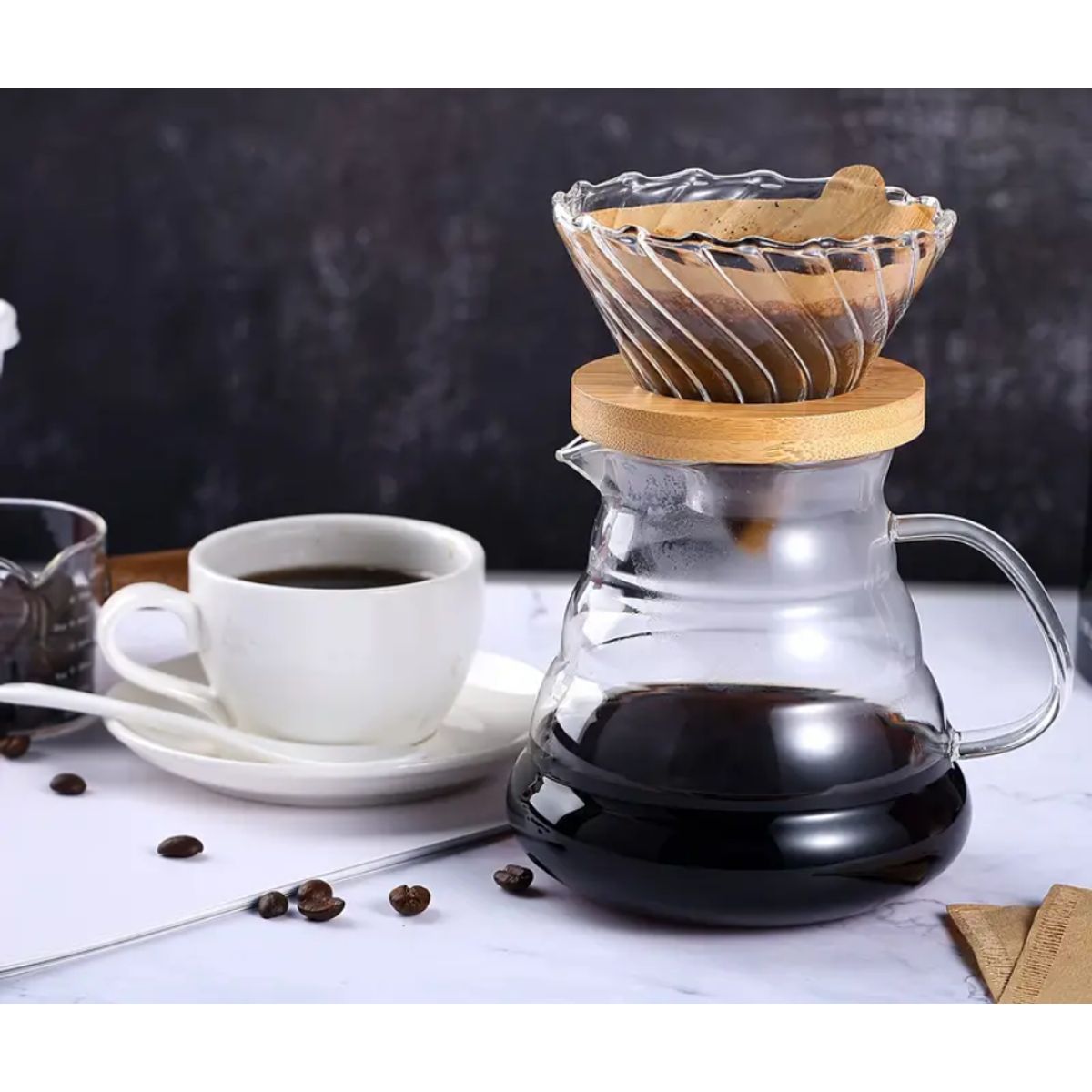 GENERICO - KIT v60 base de madera + decanter 600 ml GRATIS filtro