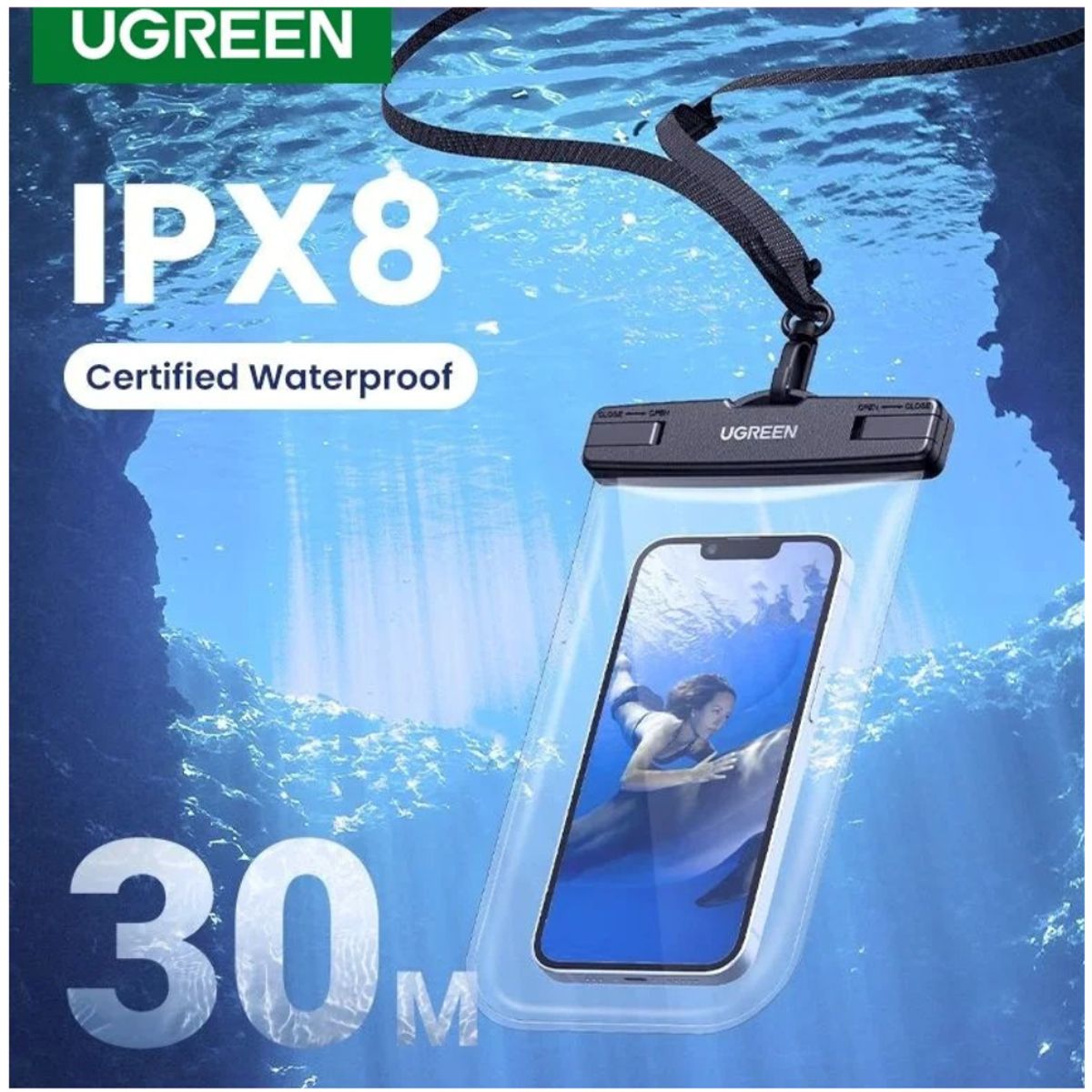 UGREEN - UGREEN Funda Impermeable IPX8 para Celular 7” con Cordón Ajustable