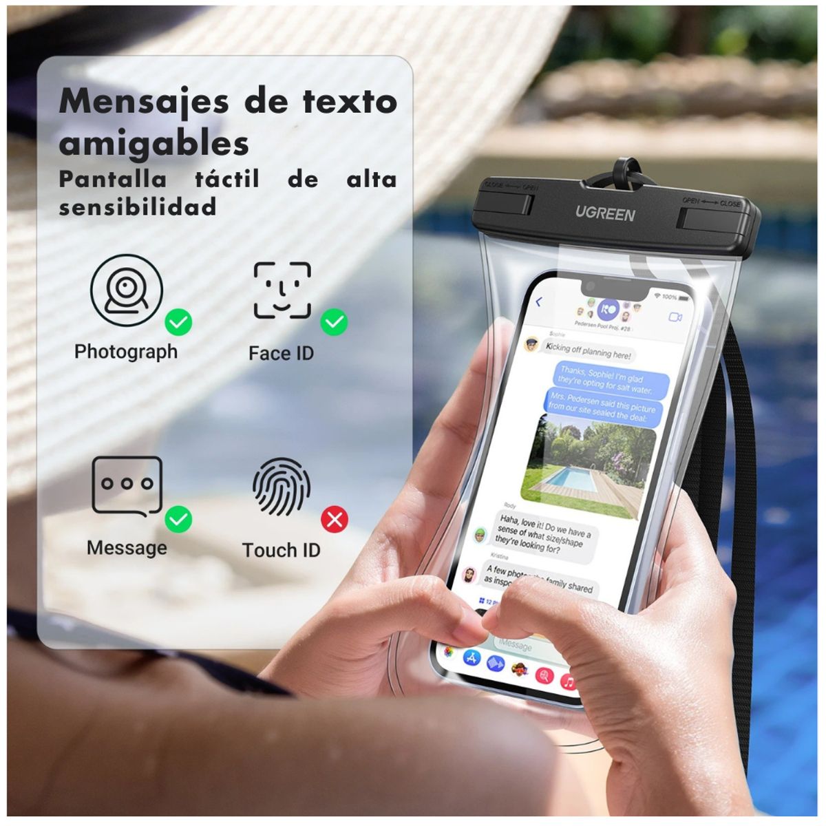 UGREEN - UGREEN Funda Impermeable IPX8 para Celular 7” con Cordón Ajustable