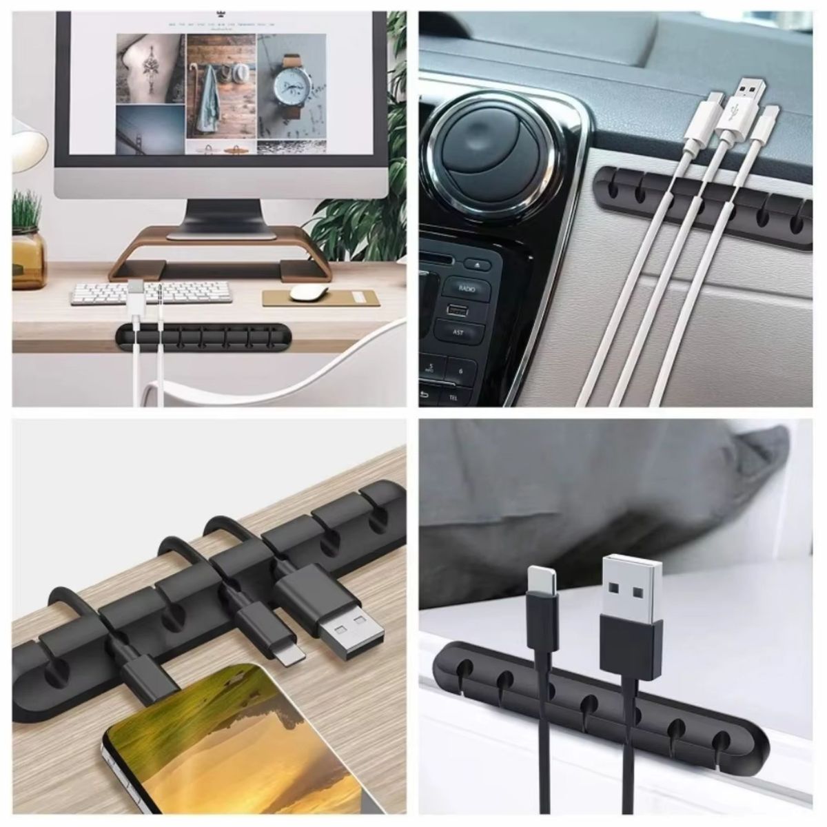 GENERICO - Pack 2 Organizadores de Cables Versión Premium 7 espacios