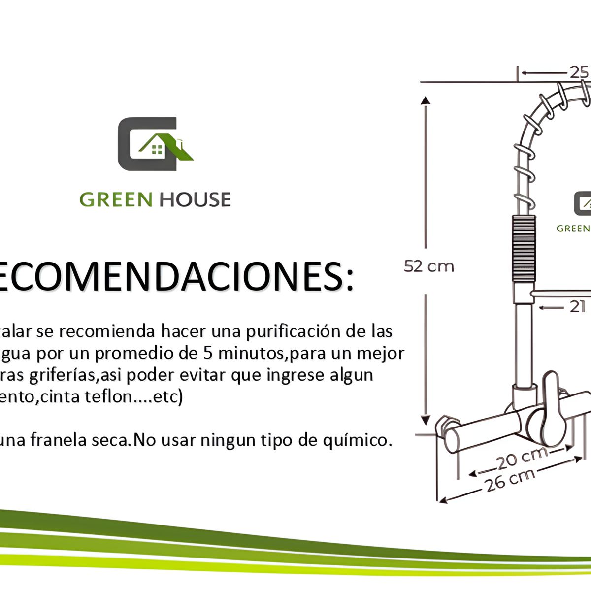 MEZCLADORA DE COCINA MONOCOMANDO 8 RESORTE NEGRO MATE, marca GREEN HOUSE - Foto 2