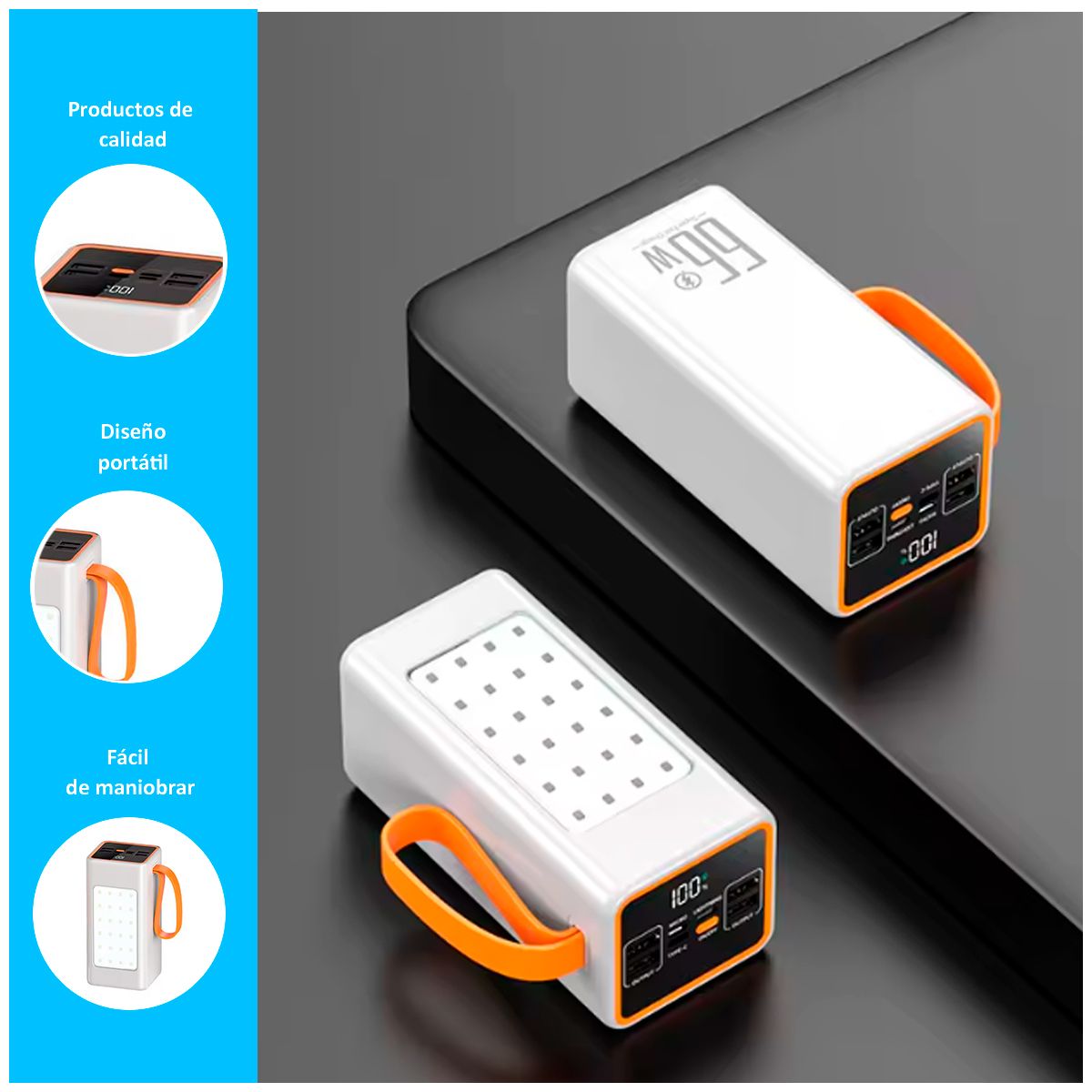 GENERICO - Pawer bank sanci 50000MAH con linterna lateral