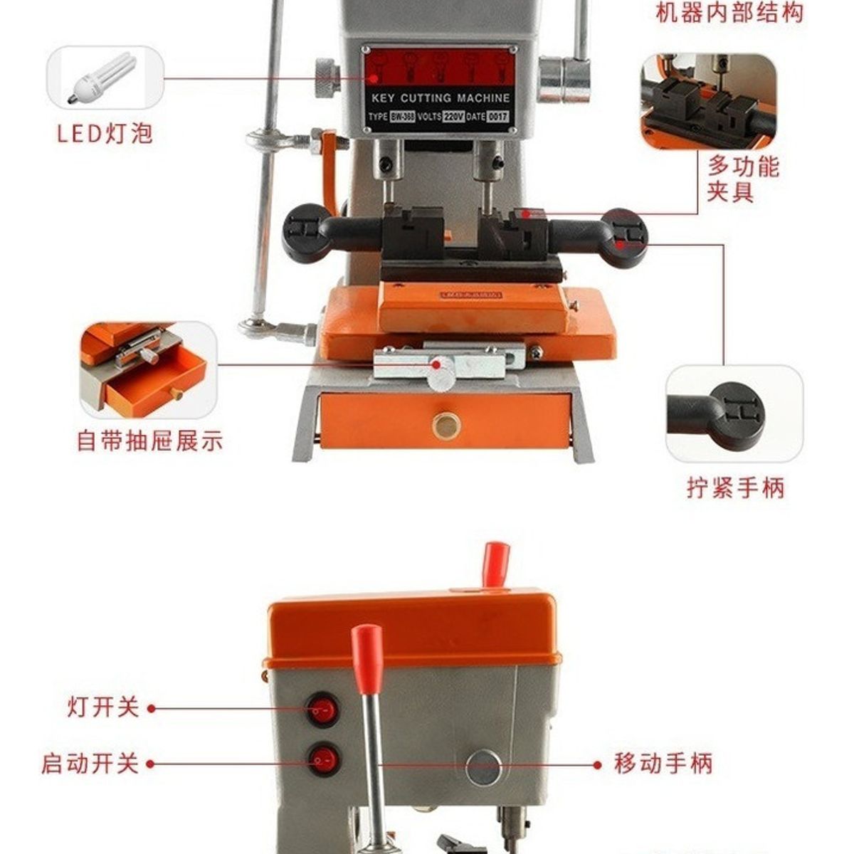 QUICK - Copiadora De Llaves Multipunto Mapa Y Automóviles Manual Naranja