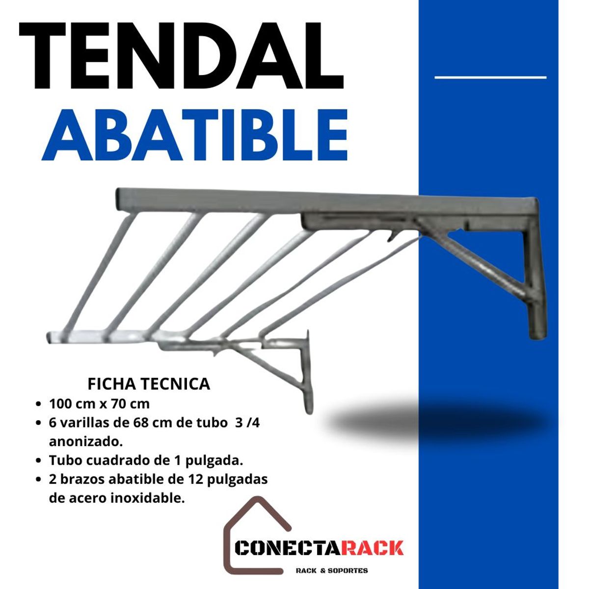 NACIONAL - Tendedero Abatible de1m  Aluminio de alta calidad