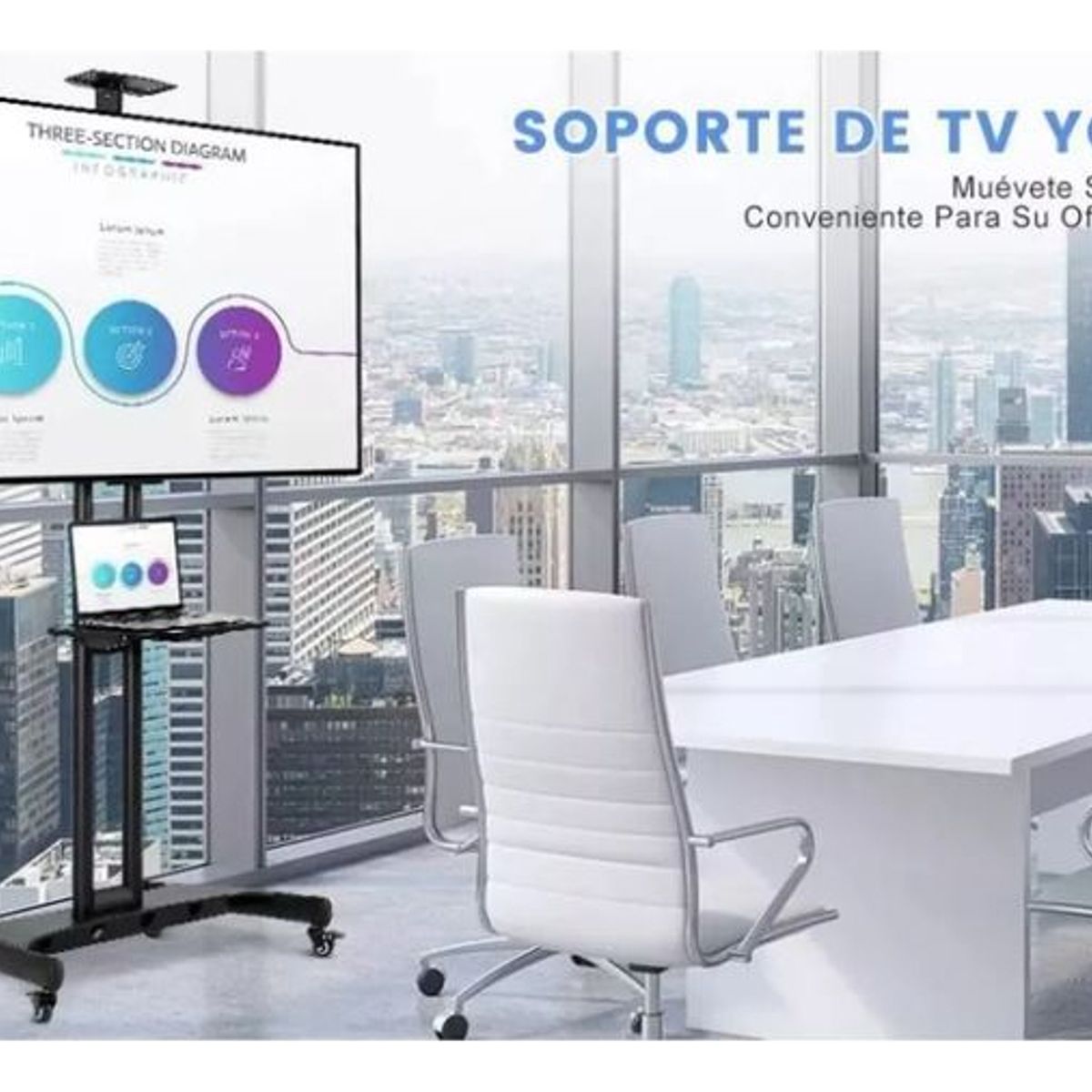 U BUY - Soporte Tv Con Ruedas Portátil Ajustable De Piso 35 A 75