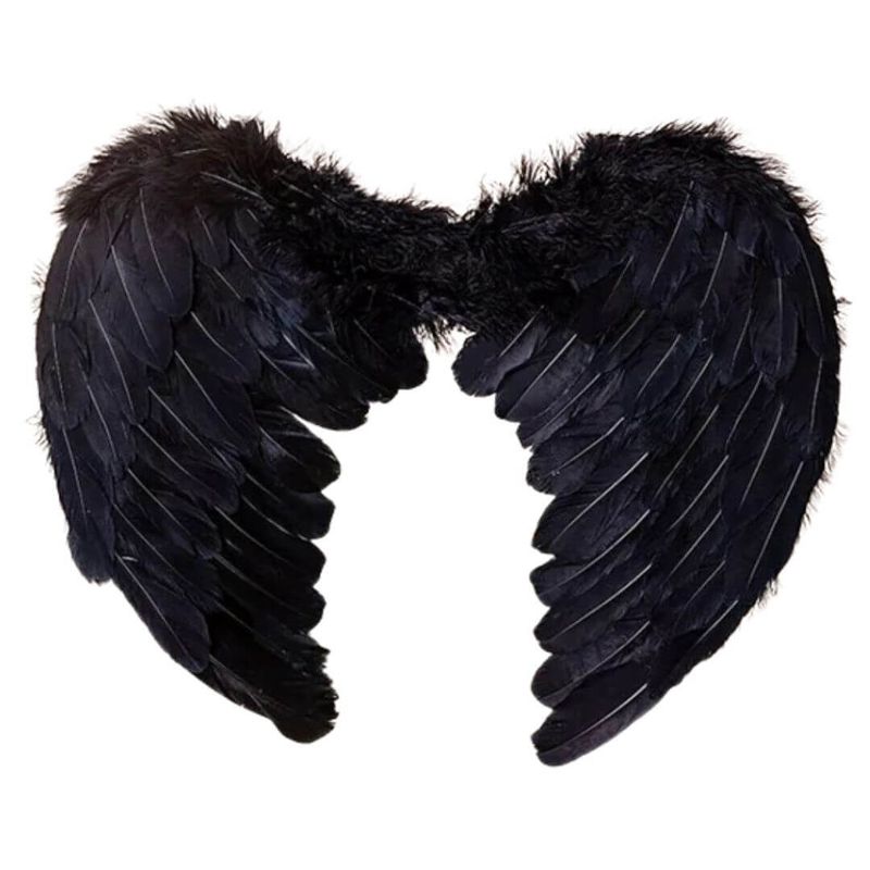 GENERICO - Alas de Angel Negras Disfraz de Angel - Niños y Adultos