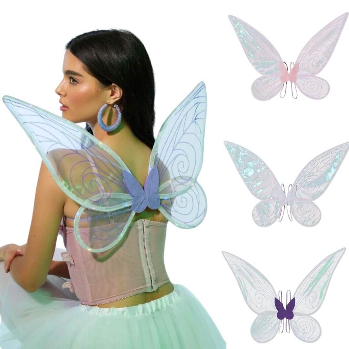GENERICO - Alas de Hada Lila Tornasoladas Disfraz de Hada