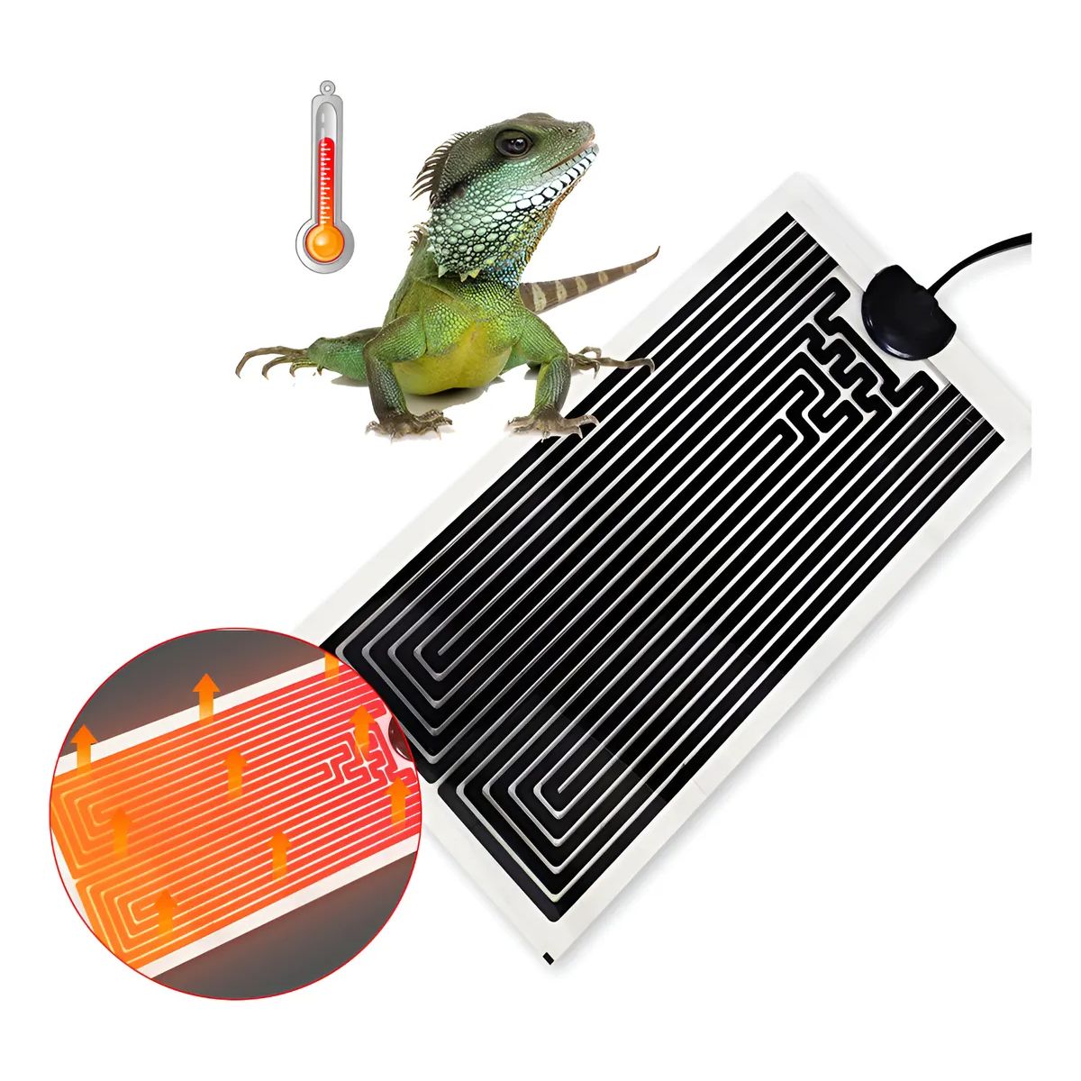 GENERICO - PLACA TÉRMICA DE 14W 220V PARA REPTILES ERIZO HÁMSTER AVES NEGRO