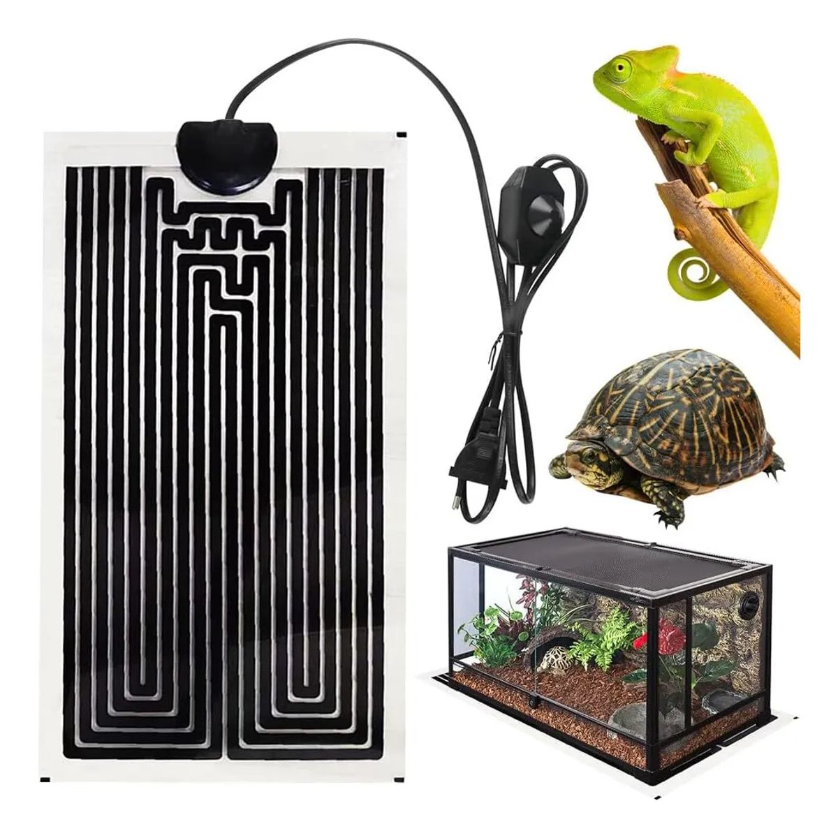 GENERICO - PLACA TÉRMICA DE 14W 220V PARA REPTILES ERIZO HÁMSTER AVES NEGRO