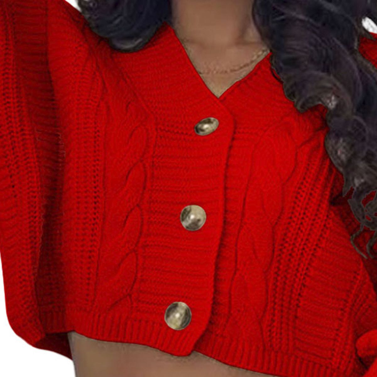 GENERICO - chompa mujer hilo corta trensa 359G-23 color rojo