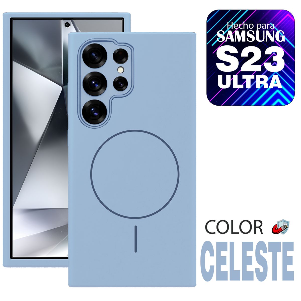 GENERICO - Case MagSafe Compatible para Samsung S23 ULTRA  Celeste