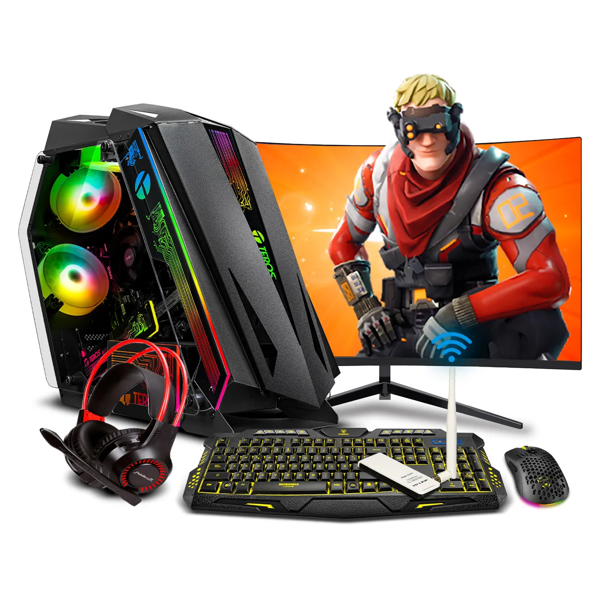 RYZEN - Pc Gamer AMD Ryzen 7 5700 16gb 500GB 24 RTX3050 6GB Mipclista RGB COMPUTADORA