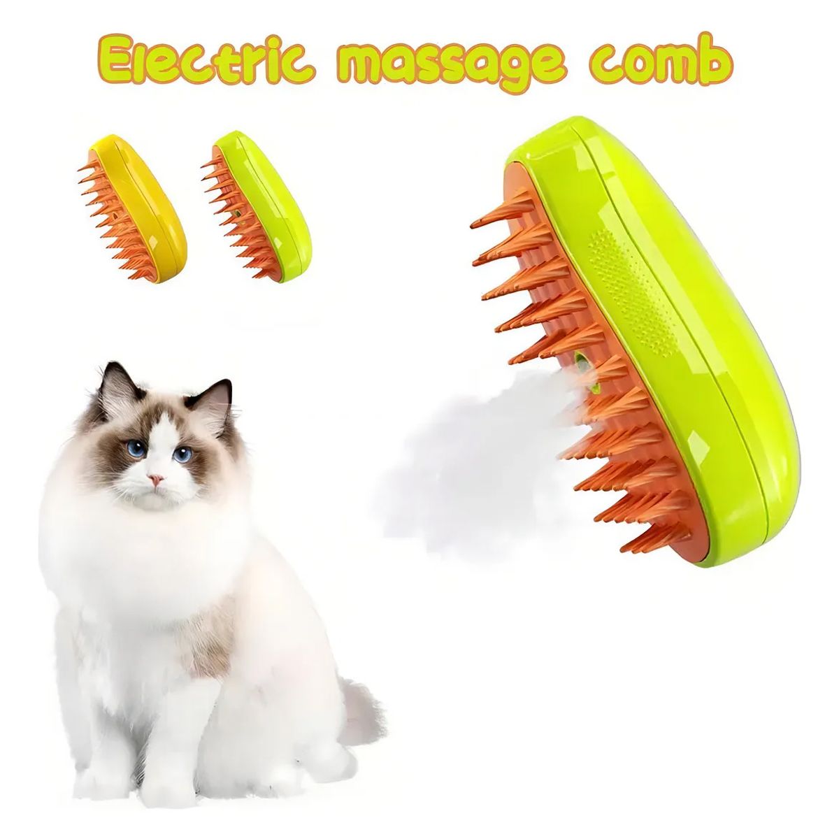 GENERICO - Cepillo Masajeador Pet Brush a Vapor  para Perros  Gatos Cerdas de Goma