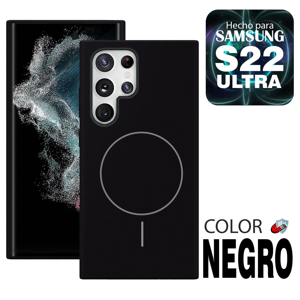 GENERICO - Case MagSafe Compatible para Samsung S22 ULTRA  Negro