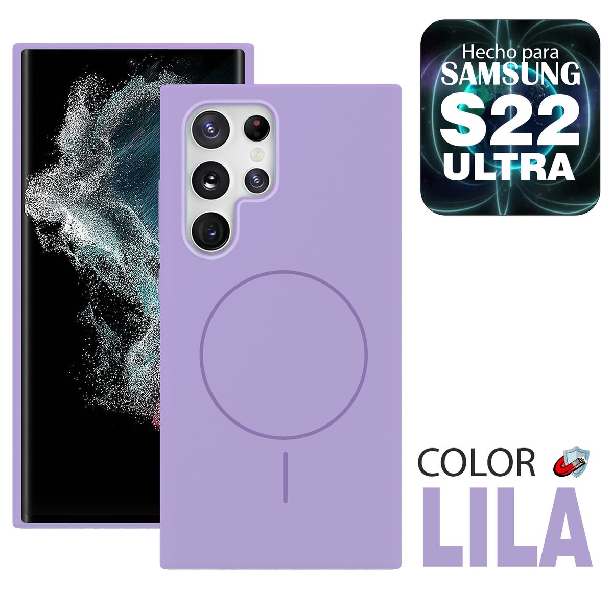 GENERICO - Case MagSafe Compatible para Samsung S22 ULTRA  Lila