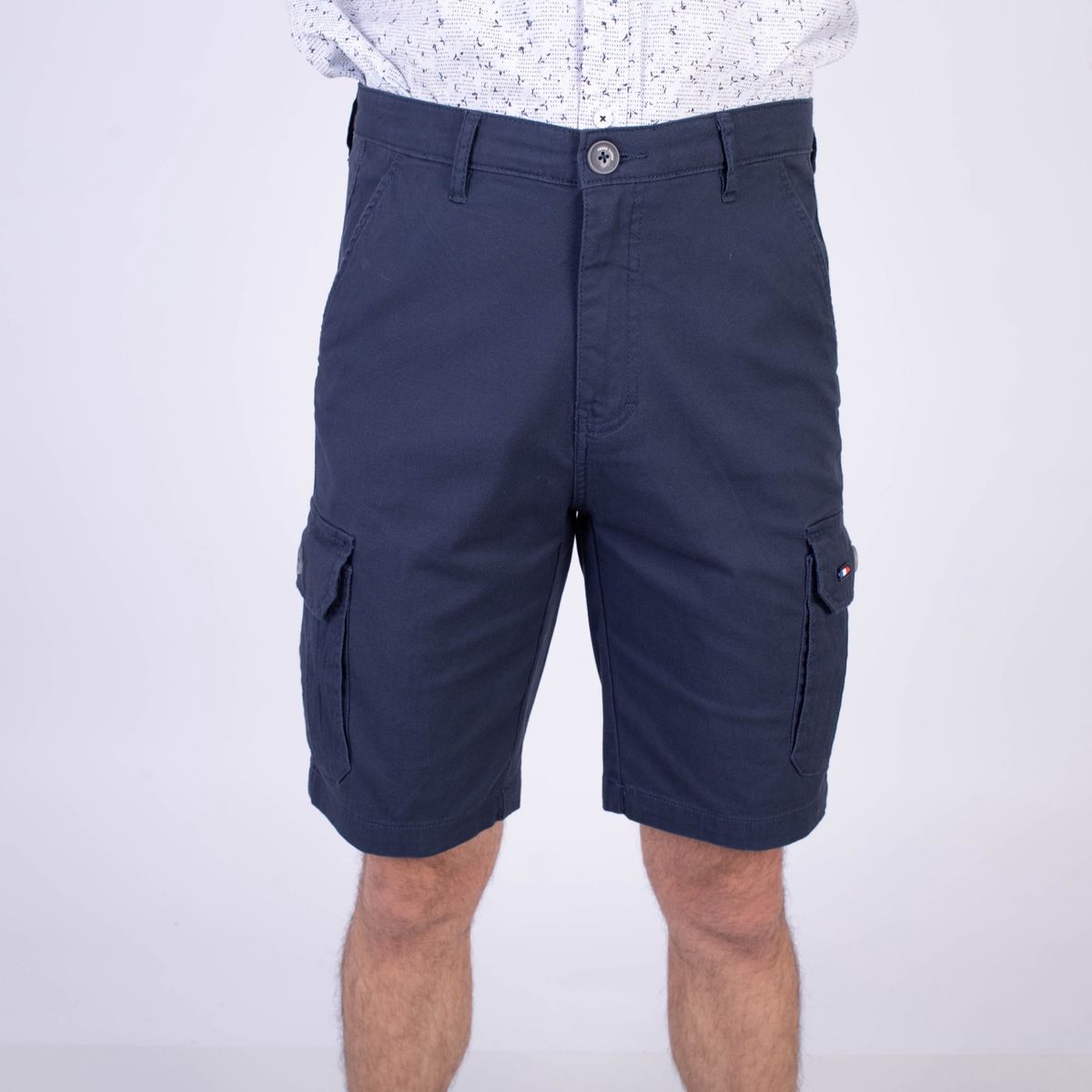 PIERRE CARDIN - BERMUDA DE DRILL CARGO ETQ AZUL SH-6203SHH