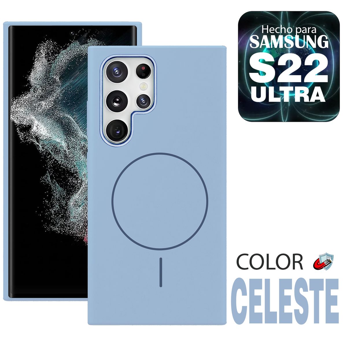 GENERICO - Case MagSafe Compatible para Samsung S22 ULTRA  Celeste