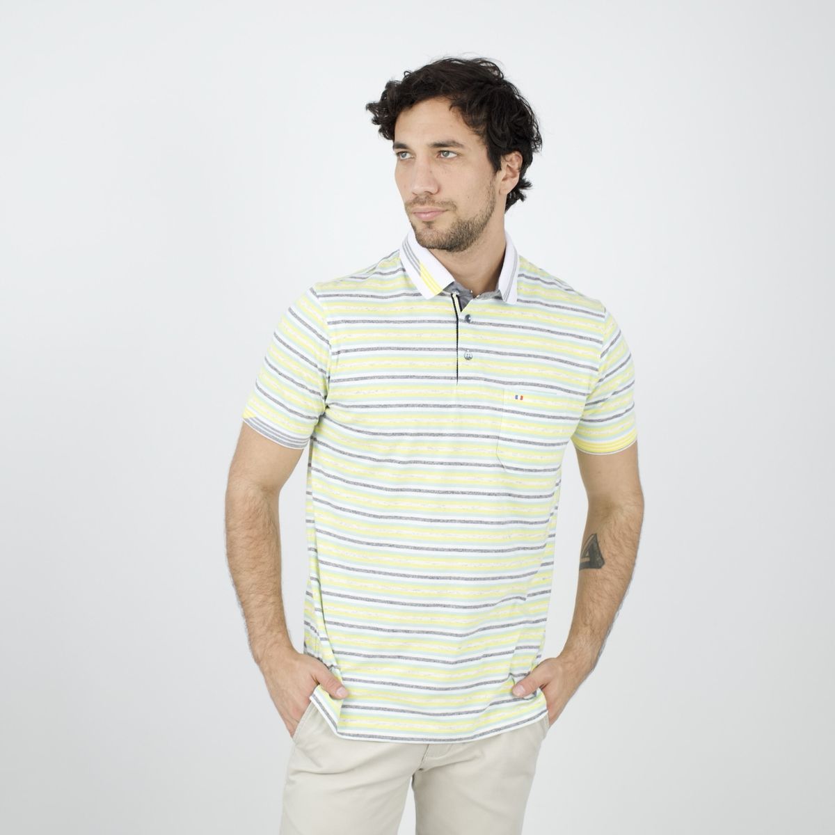 PIERRE CARDIN - POLO MC BOX JERSEY LISTADO ETQ AZUL PC-6284POO