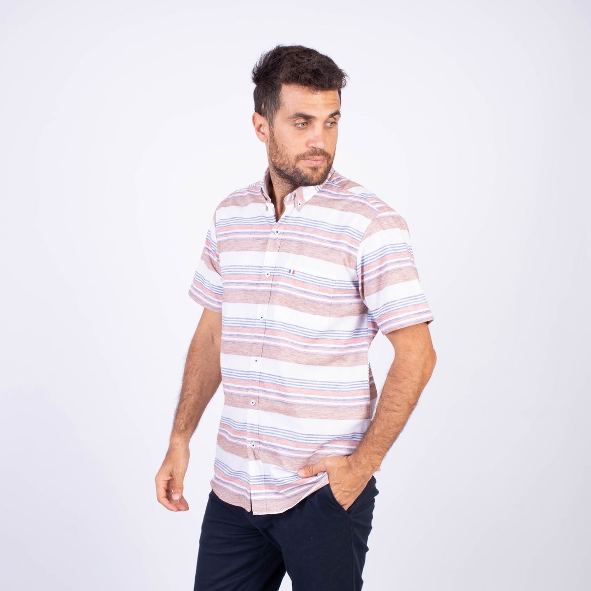 PIERRE CARDIN - CAMISA MC ETQ AZUL PC-62621CAA