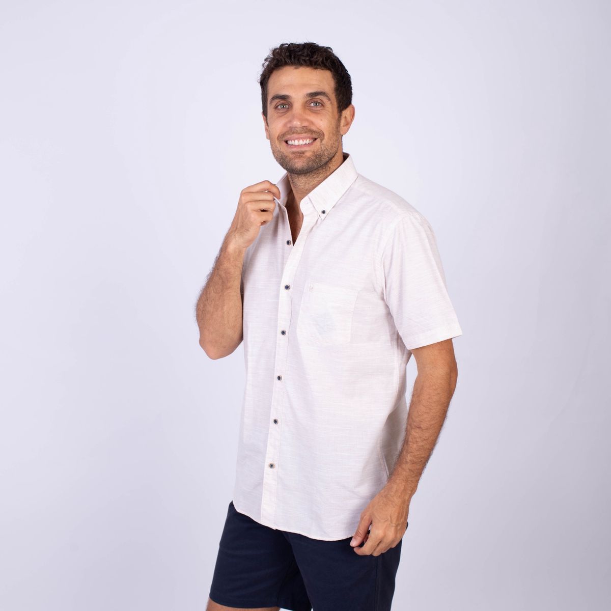 PIERRE CARDIN - CAMISA MC COLOR ENTERO ETQ AZUL PC-62636CAA