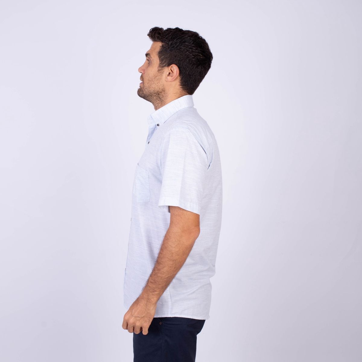 PIERRE CARDIN - CAMISA MC COLOR ENTERO ETQ AZUL PC-62636CAA