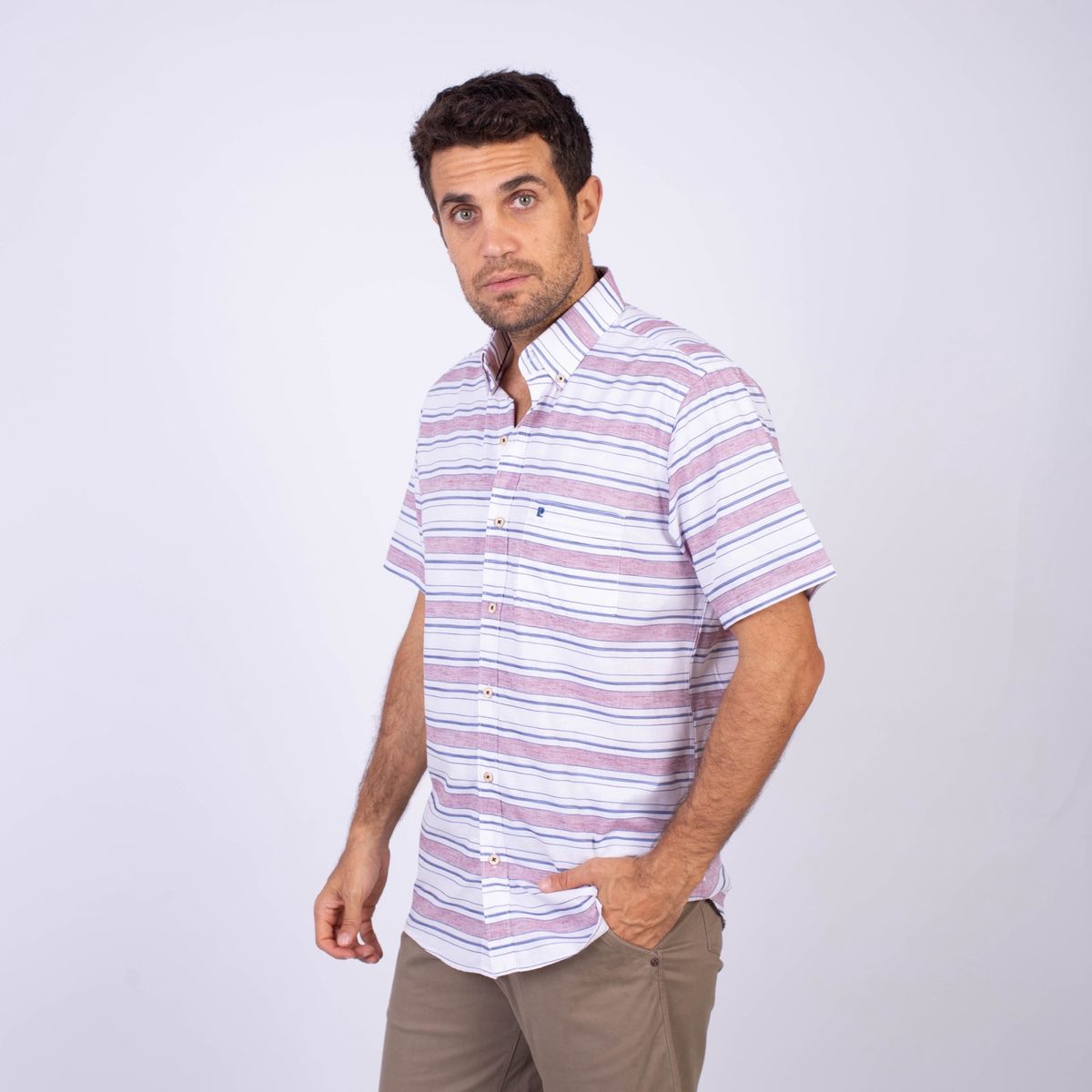 PIERRE CARDIN - CAMISA MC ETQ AZUL PC-62637CAA