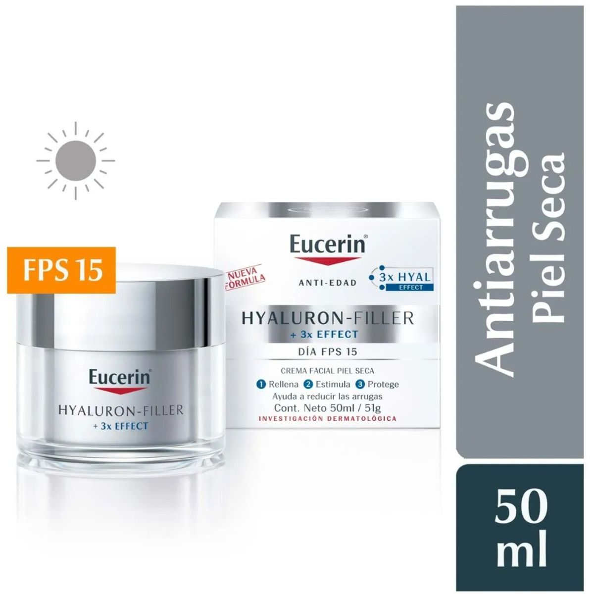 EUCERIN - EUCERIN Hyaluron-Filler + 3x Effect Crema Facial de Día para Piel Seca FPS15