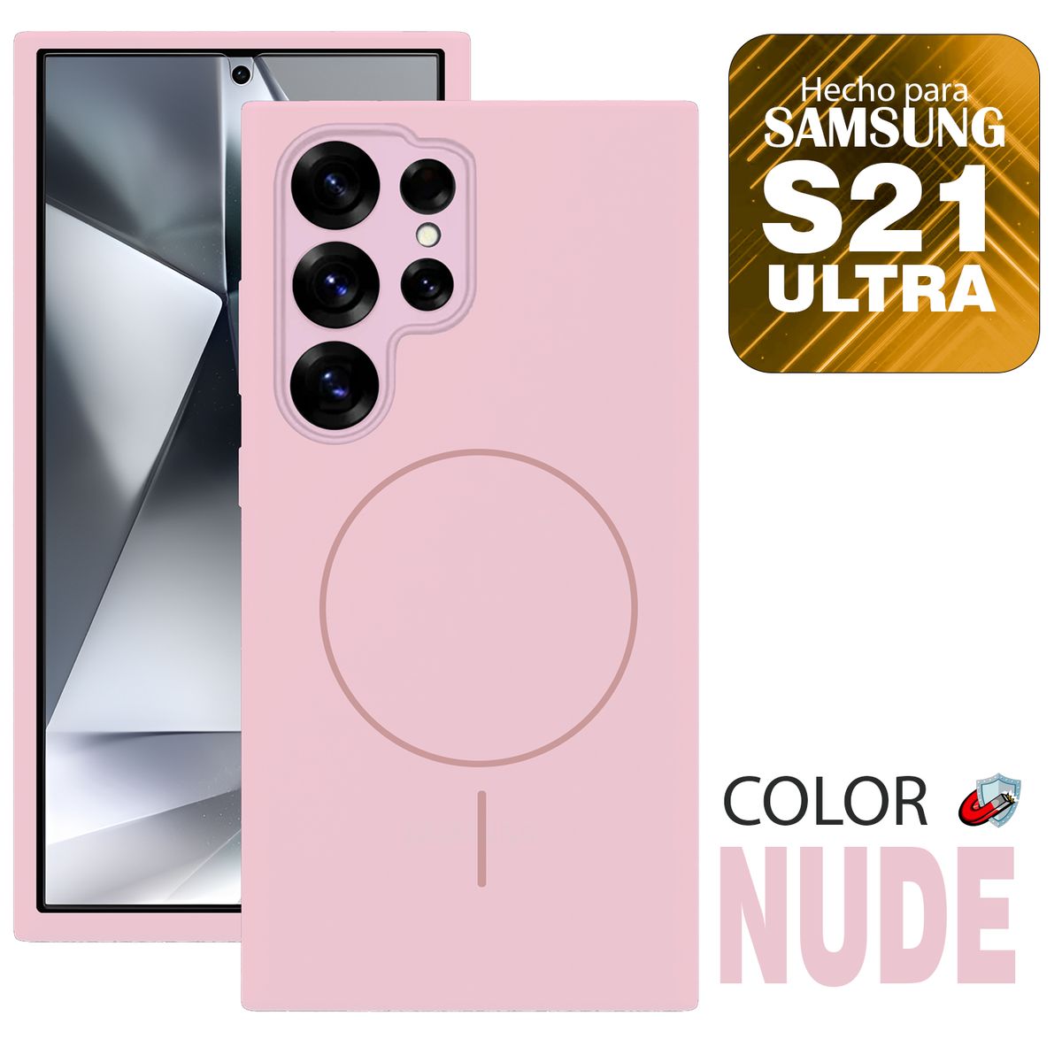 GENERICO - Case MagSafe Compatible para Samsung S21 ULTRA  Nude