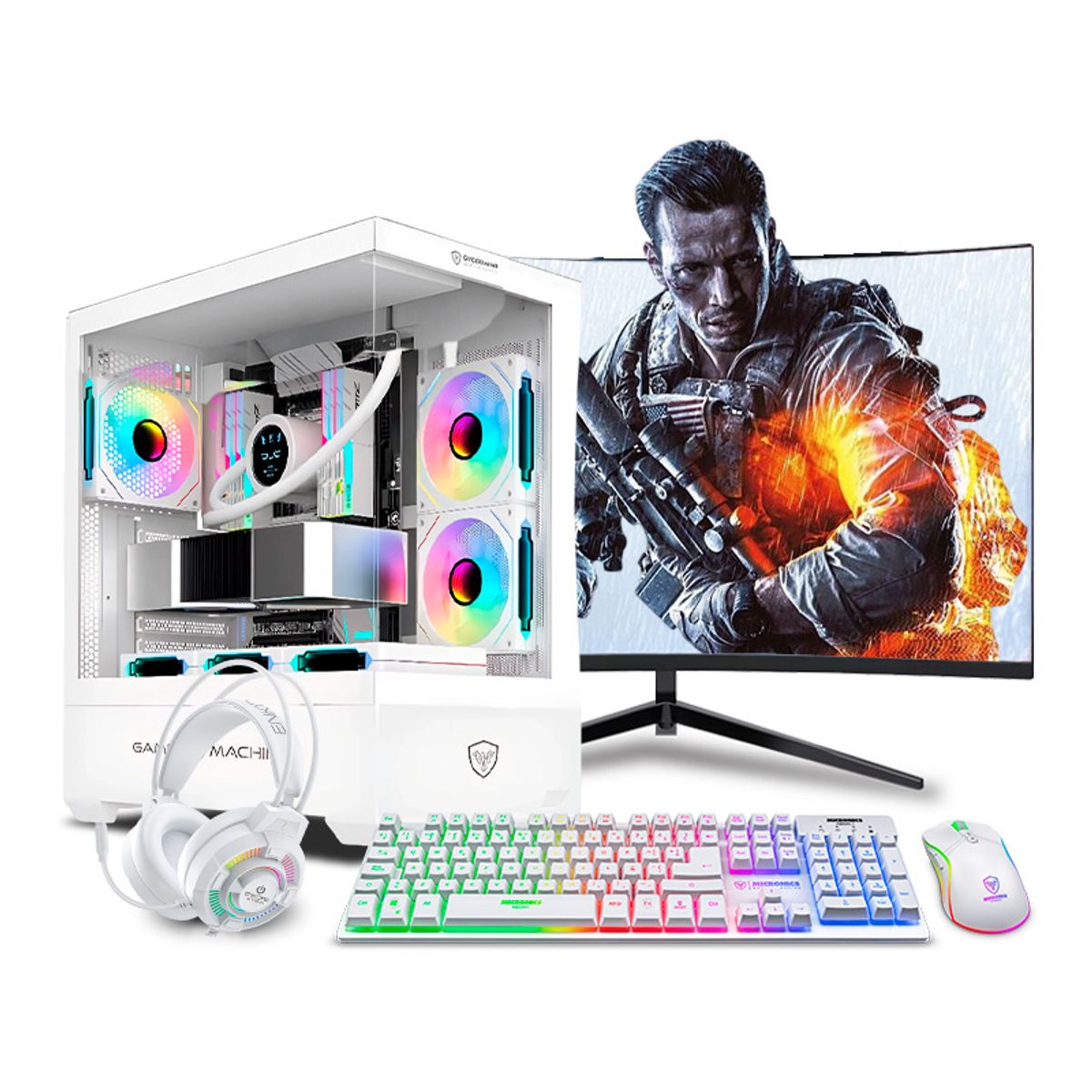 RYZEN - Pc Gamer AMD Ryzen 7 8700F 16GB DDR5 500GB 24 RTX5060 8GB Mipclista WHITE COMPUTADORA