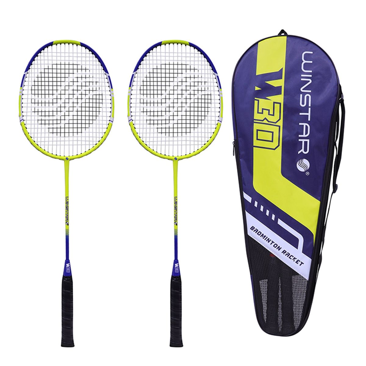 WINSTAR - RAQUETAS BÁDMINTON ALUMINIO PREMIUM 2PCS W30 AZUL AMARILLO
