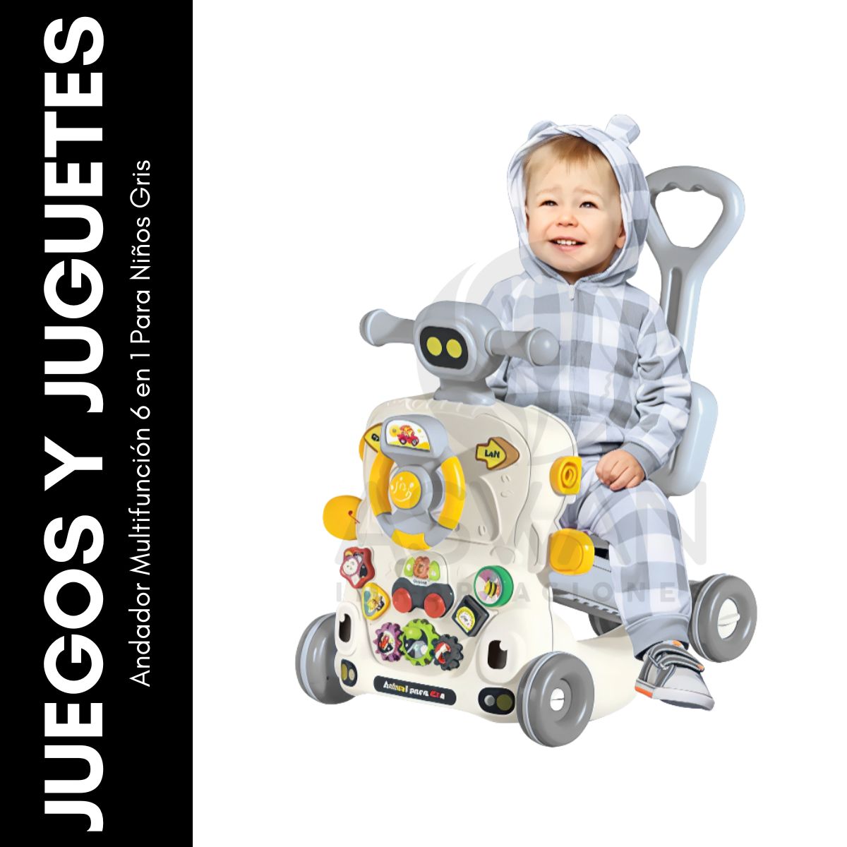 GENERICO - Andador Multifunción 6 en 1 Para Niños Gris