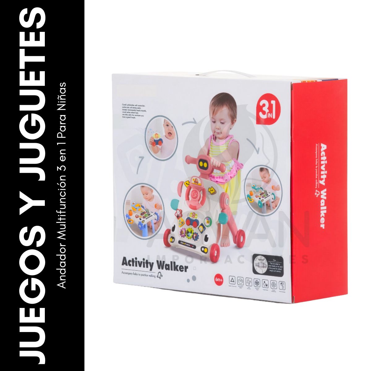 GENERICO - Andador Multifunción 3 en 1 Para Niñas