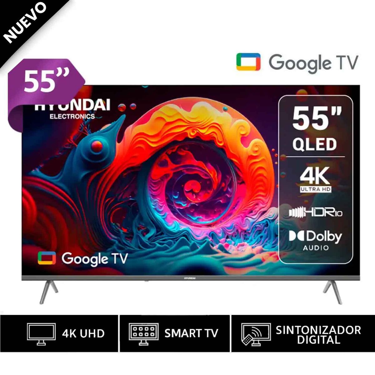 HYUNDAI - Televisor HYUNDAI QLED 55 Pulg HYLED5529QG 4K UHD GOOGLE TV