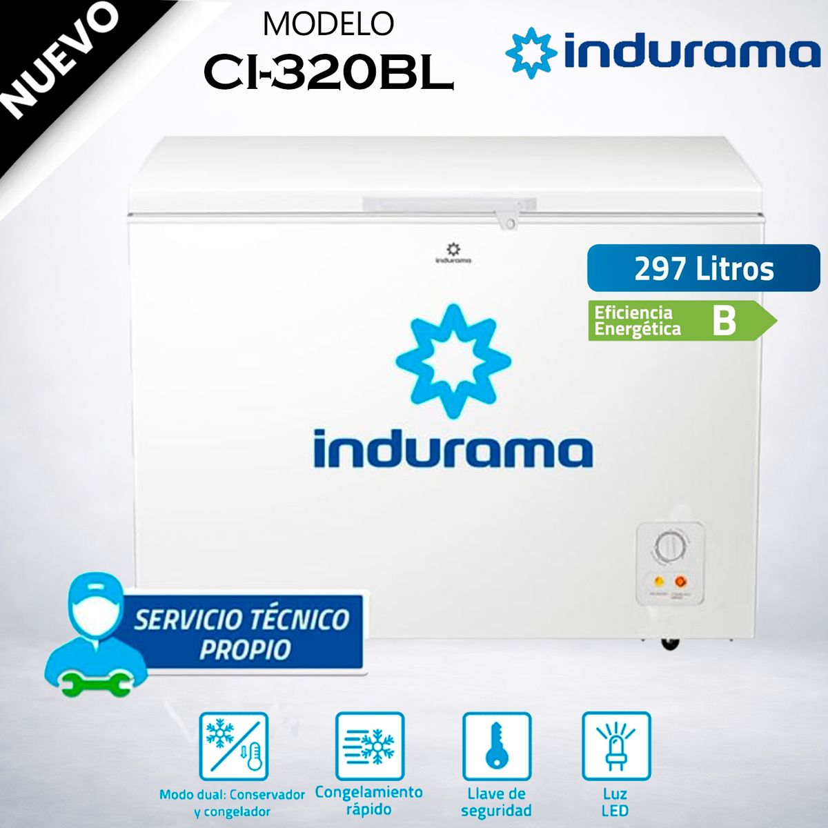 INDURAMA - Congeladora Indurama Defrost 297 Litros CI-320BL