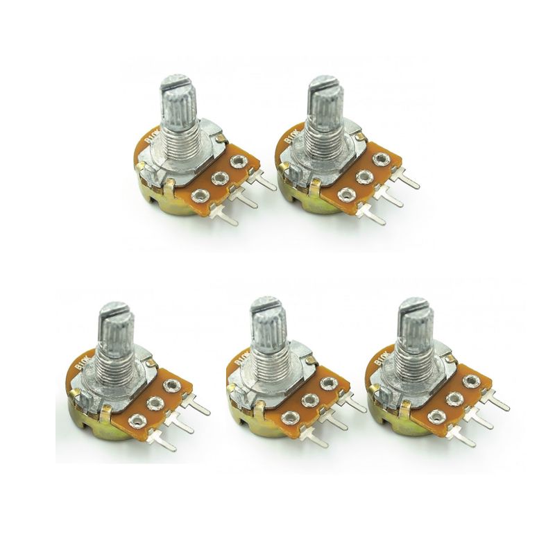 GENERICO - Pack x5 Potenciómetros WH148 20K Ω – Eje Corto 15 mm, Alta Precisión y Durabilidad