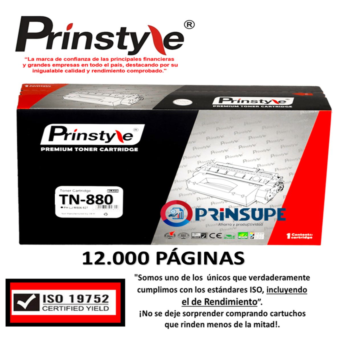 GENERICO - TONER PRINSTYLE TN 880 (TN-3479)  P/BROTHER 12.000PÁG ISO19752