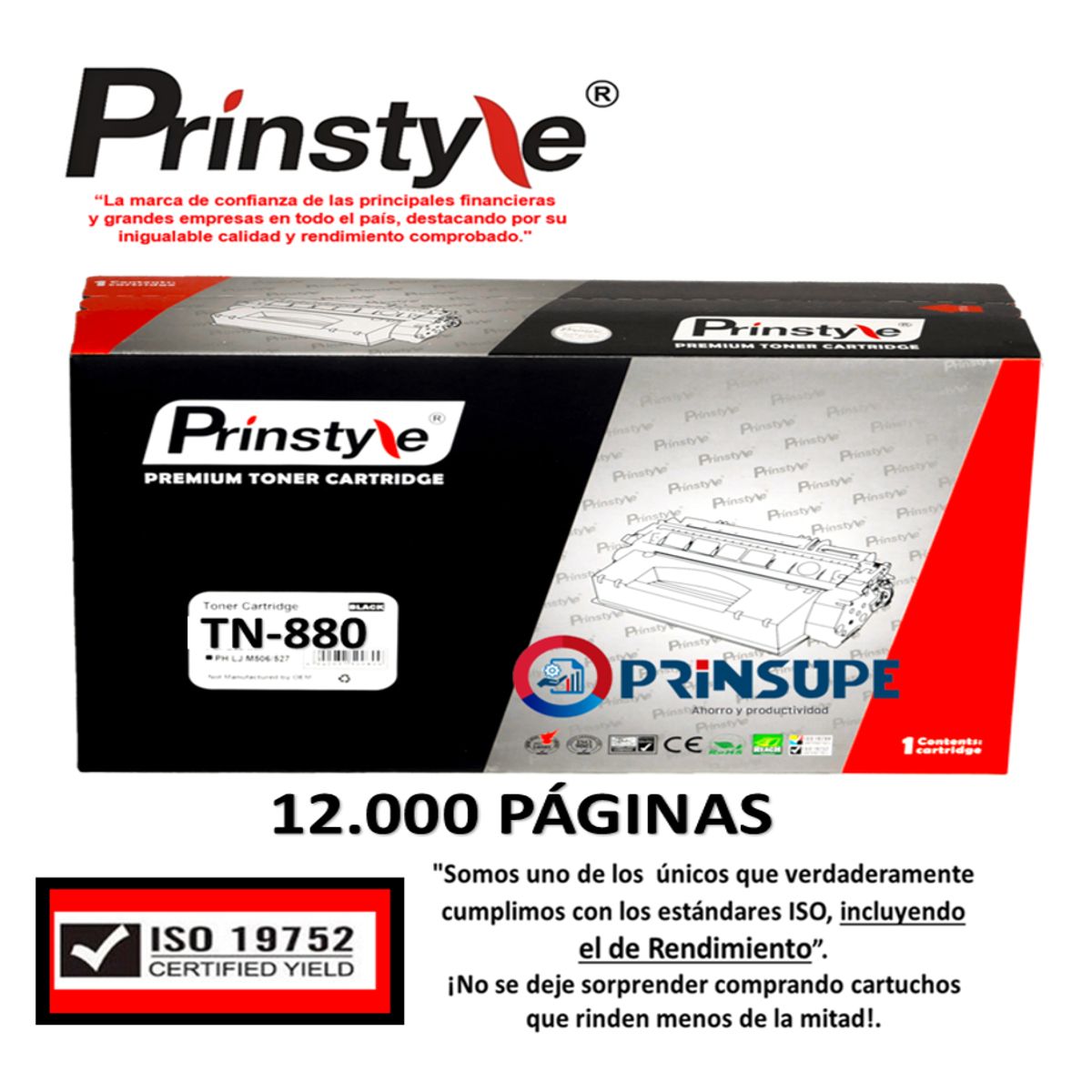 GENERICO - TONER PRINSTYLE TN 880 (TN-3479)  P/BROTHER 12.000PÁG ISO19752