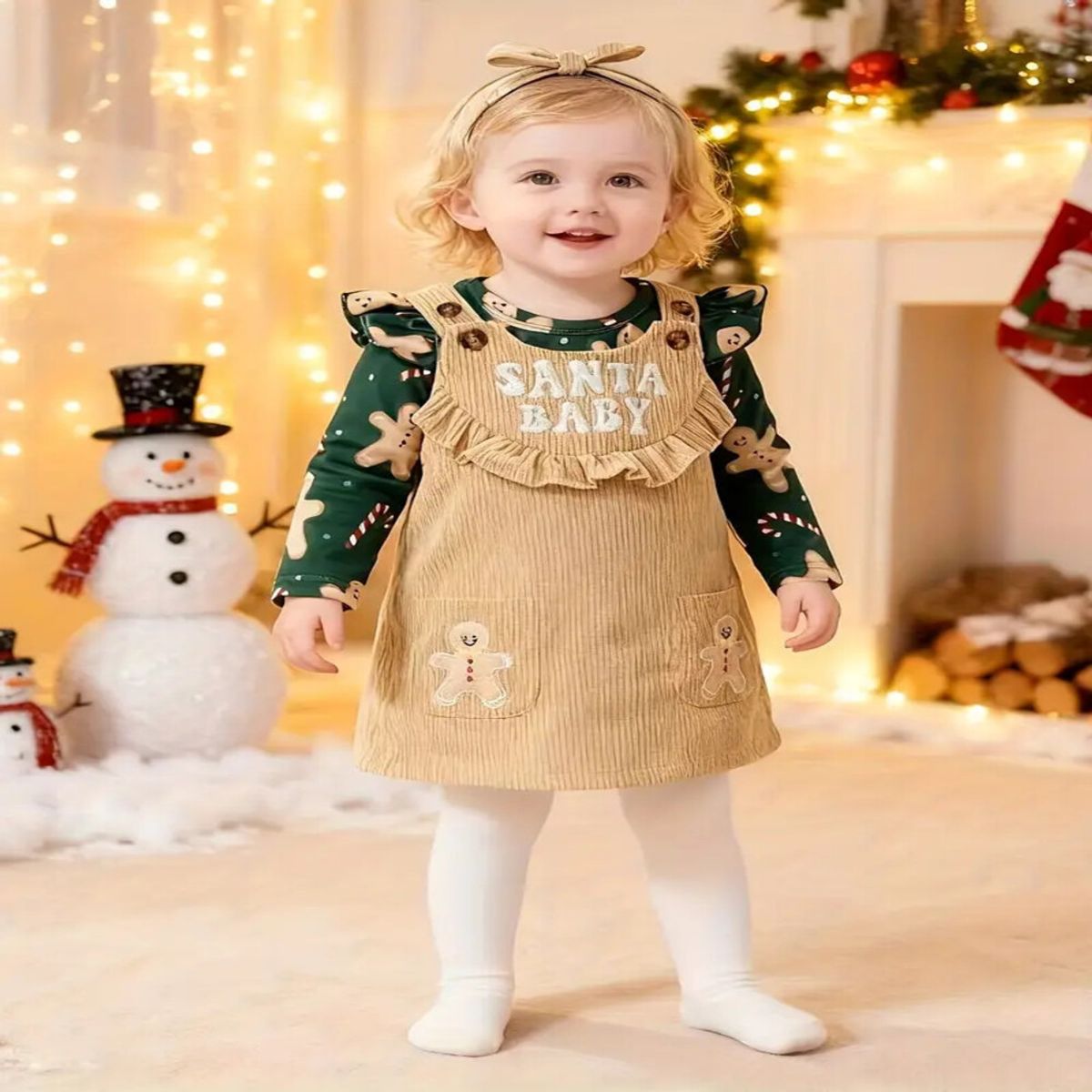 GENERICO - VESTIDO DE BEBÉ NAVIDAD - SET DE 2 PIEZAS