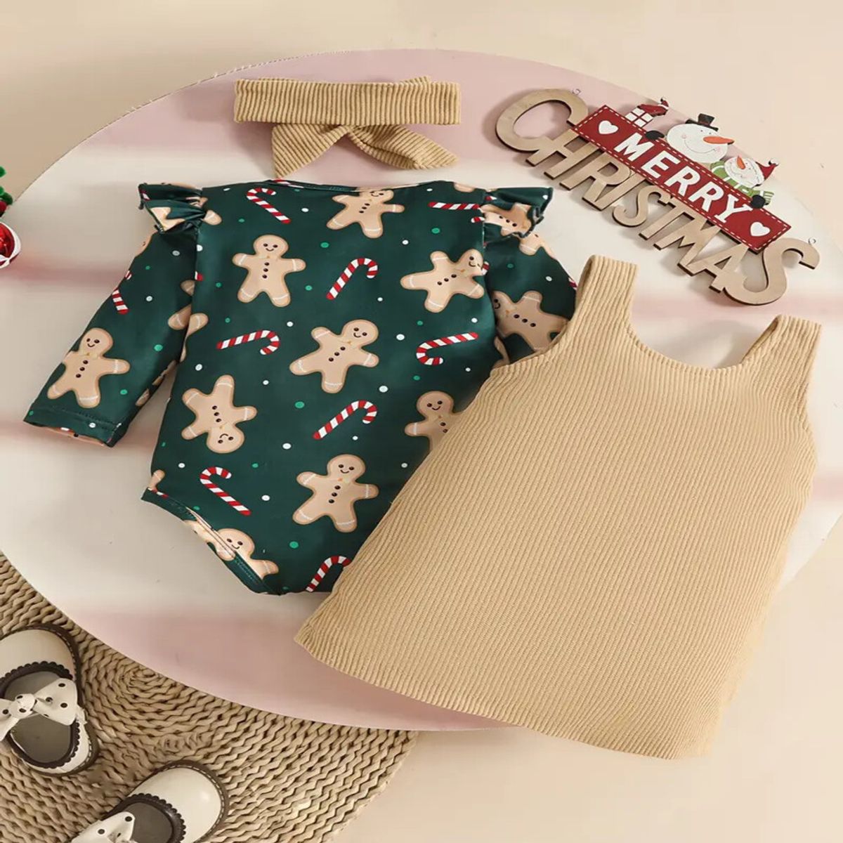 GENERICO - VESTIDO DE BEBÉ NAVIDAD - SET DE 2 PIEZAS