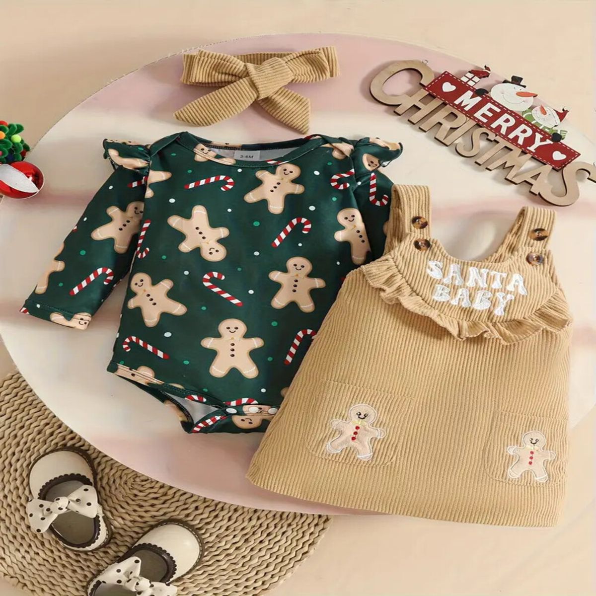 GENERICO - VESTIDO DE BEBÉ NAVIDAD - SET DE 2 PIEZAS