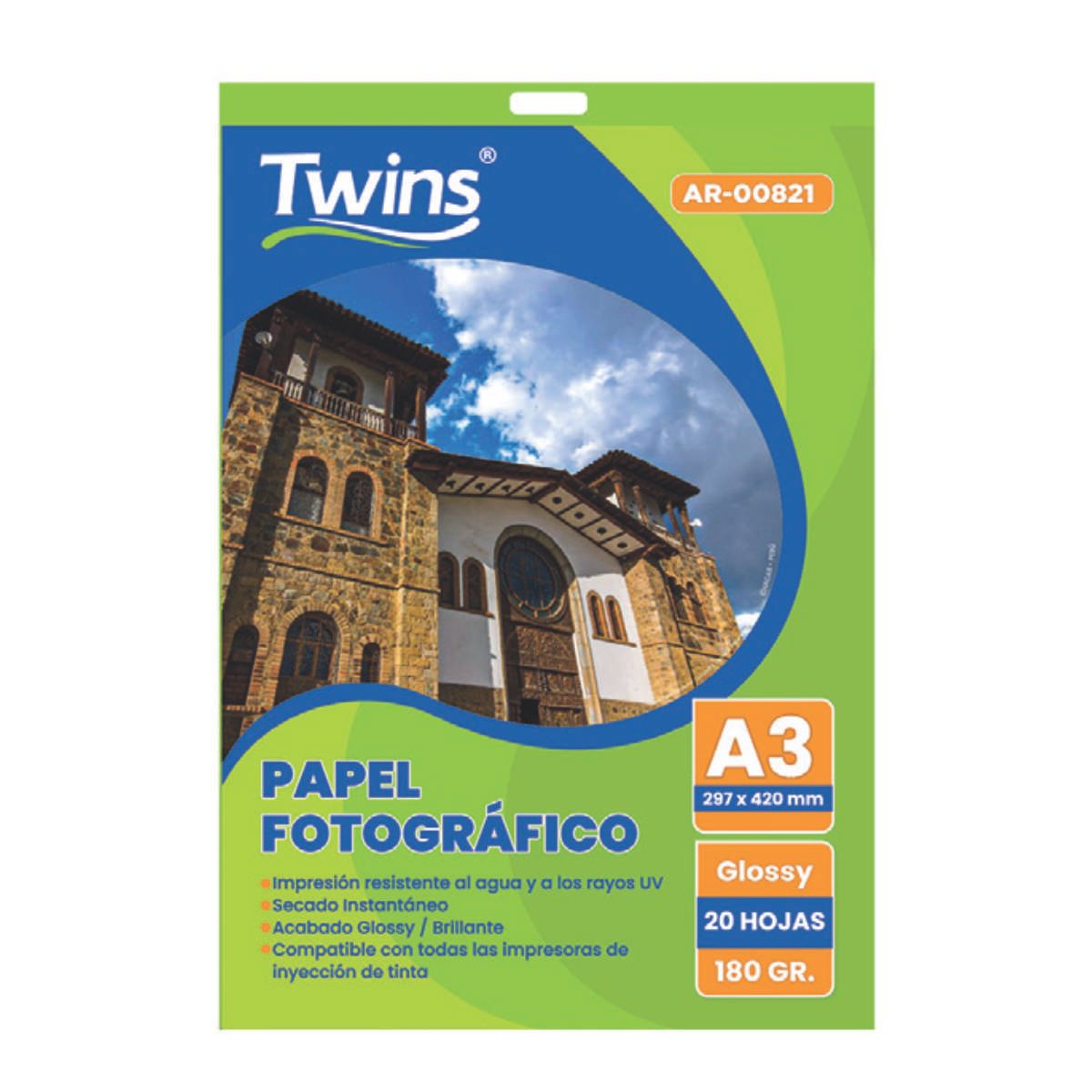 GENERICO - Papel Fotográfico Twins A3 Brillante 180G 20 Hojas