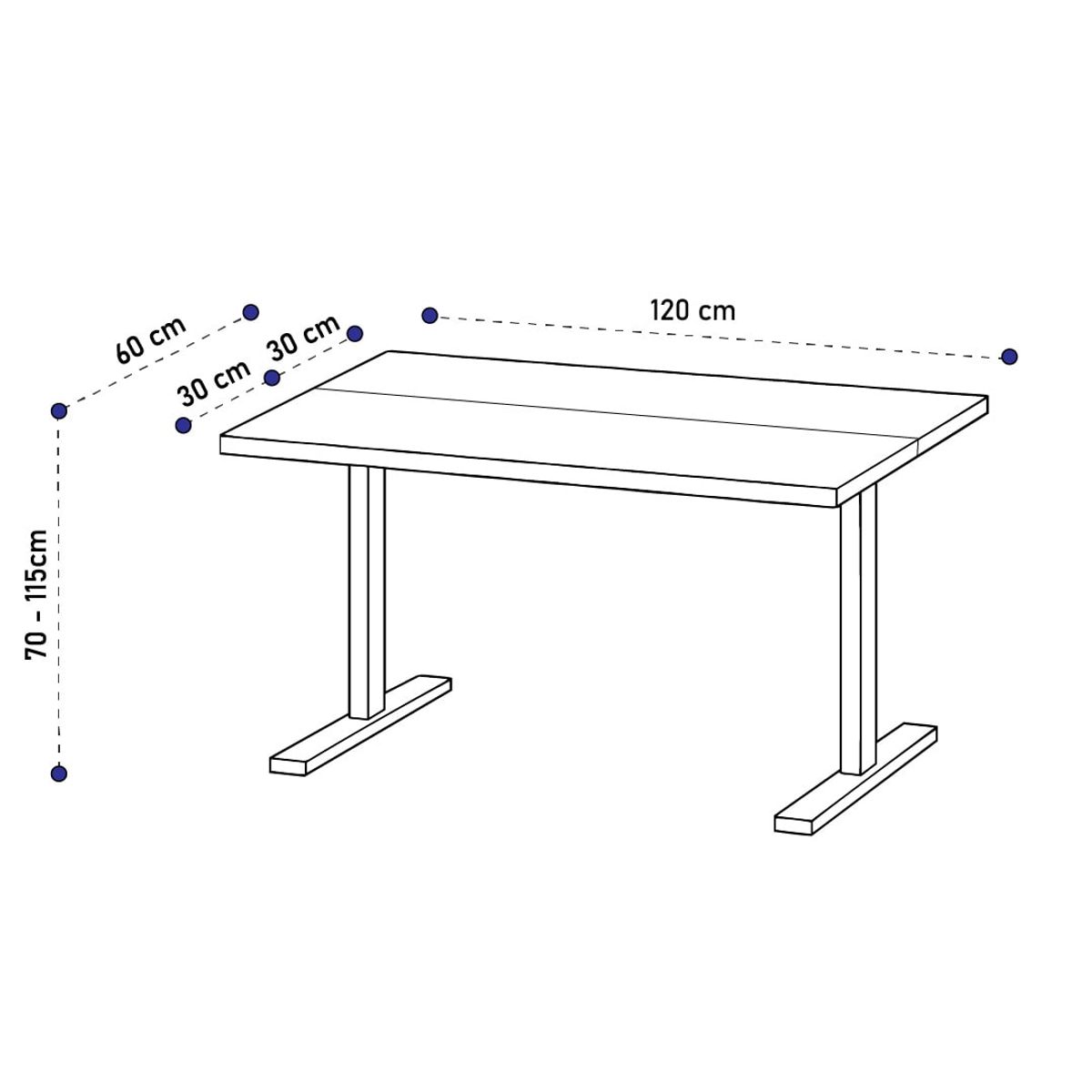 GENERICO - Escritorio Eléctrico 3 Memorias 120 x 60 x 1.5 cm