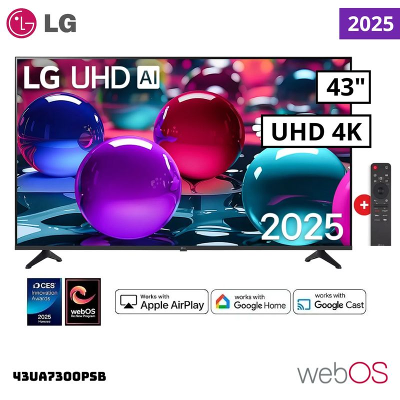 LG - Televisor LG 43 Smart TV 4K UHD AI ThinQ 43UA7300PSB + Control Magic 2025