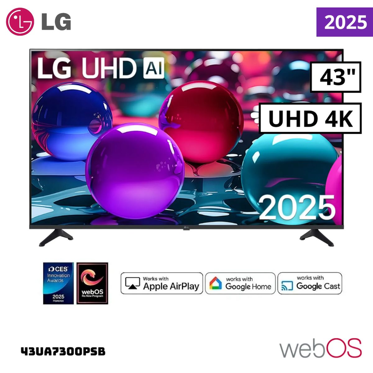 LG - Televisor LG 43 Smart TV 4K UHD AI ThinQ 43UA7300PSB 2025