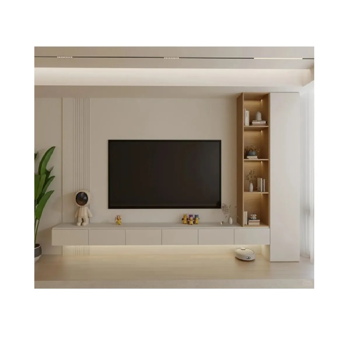 TU MESITA - Centro de Entretenimiento Moderno Fantasy color BlancoMarrón TU MESITA