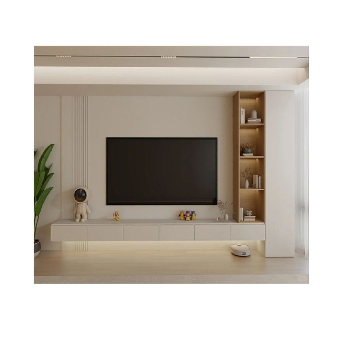 TU MESITA - Centro de Entretenimiento Moderno Fantasy color BlancoMarrón TU MESITA